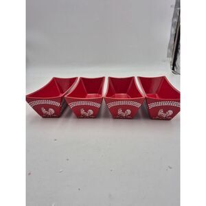 Temptations Doodle Doo Red Snack Caddies Set of 4 - NIB New in Box - Kitchenware